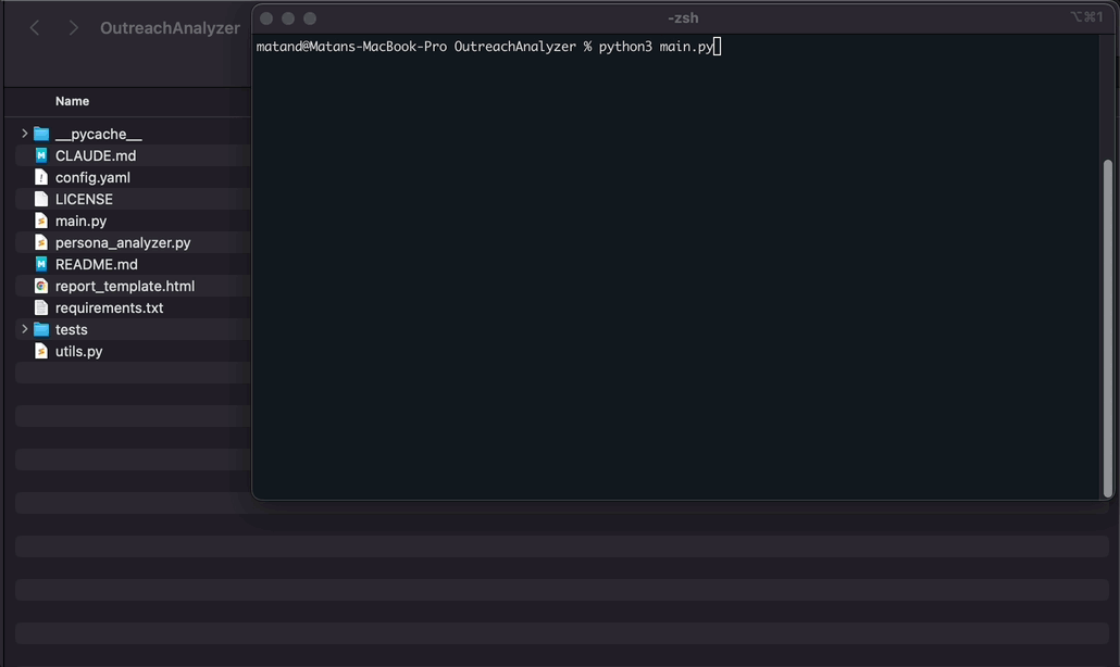 Running LinkedIn outreach analytics script in the terminal